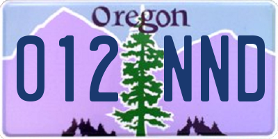 OR license plate 012NND
