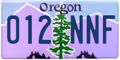 OR license plate 012NNF