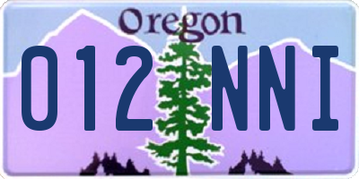 OR license plate 012NNI