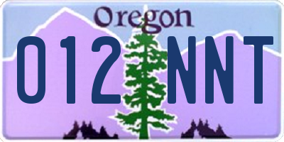 OR license plate 012NNT