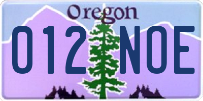 OR license plate 012NOE