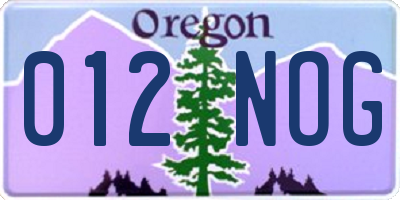OR license plate 012NOG