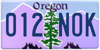 OR license plate 012NOK
