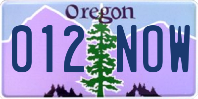 OR license plate 012NOW