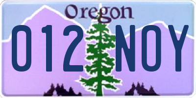 OR license plate 012NOY
