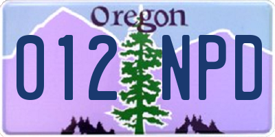 OR license plate 012NPD