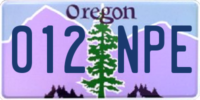 OR license plate 012NPE