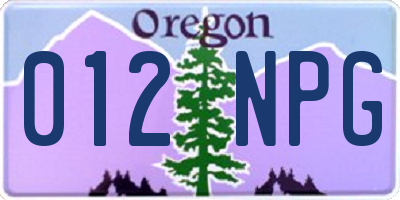 OR license plate 012NPG