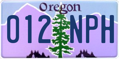 OR license plate 012NPH