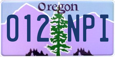 OR license plate 012NPI