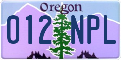 OR license plate 012NPL
