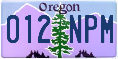 OR license plate 012NPM