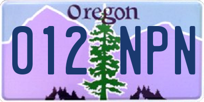 OR license plate 012NPN