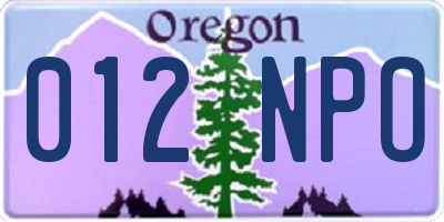 OR license plate 012NPO