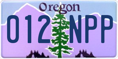 OR license plate 012NPP