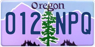 OR license plate 012NPQ