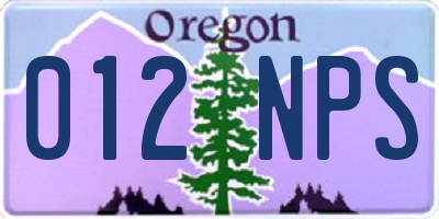 OR license plate 012NPS
