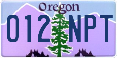 OR license plate 012NPT