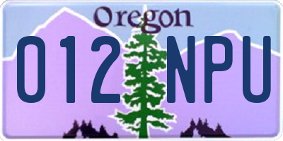 OR license plate 012NPU