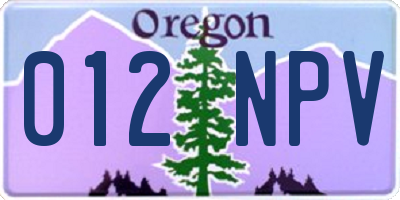 OR license plate 012NPV