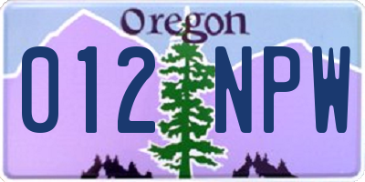 OR license plate 012NPW