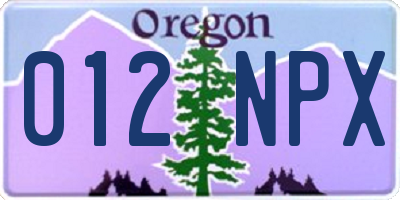 OR license plate 012NPX