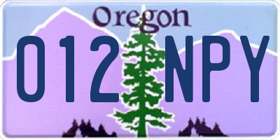 OR license plate 012NPY