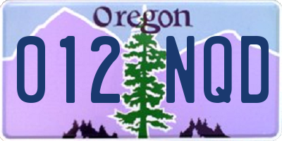 OR license plate 012NQD