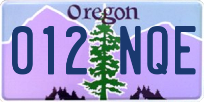 OR license plate 012NQE