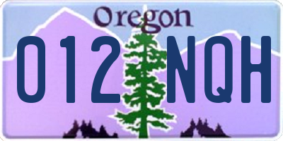 OR license plate 012NQH
