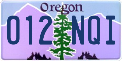OR license plate 012NQI