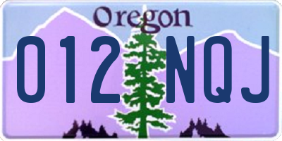 OR license plate 012NQJ