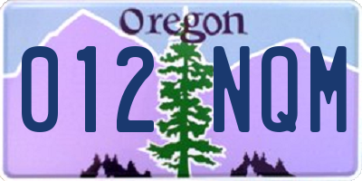 OR license plate 012NQM