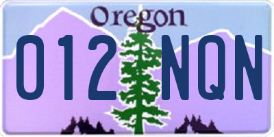 OR license plate 012NQN