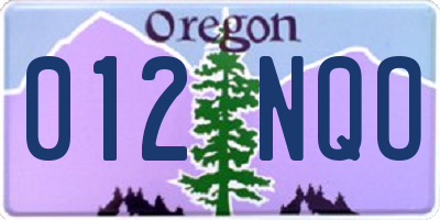 OR license plate 012NQO