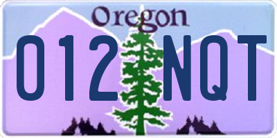 OR license plate 012NQT