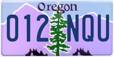 OR license plate 012NQU