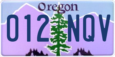 OR license plate 012NQV