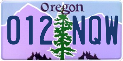 OR license plate 012NQW