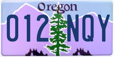 OR license plate 012NQY