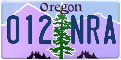OR license plate 012NRA