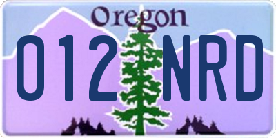 OR license plate 012NRD