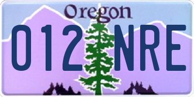 OR license plate 012NRE