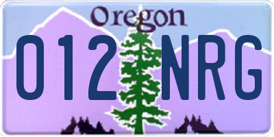 OR license plate 012NRG