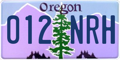 OR license plate 012NRH