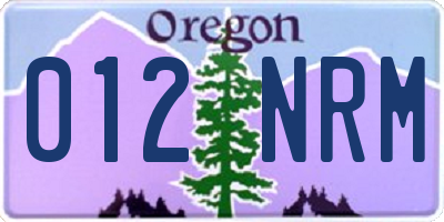 OR license plate 012NRM