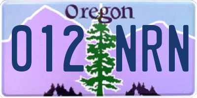 OR license plate 012NRN