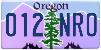 OR license plate 012NRO