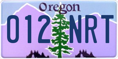 OR license plate 012NRT