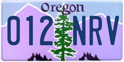 OR license plate 012NRV